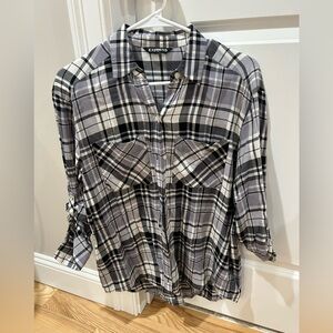Express Monochrome Plaid Button-Up Shirt